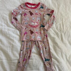 Mini Boden Pink Pajama Set with Fun Print